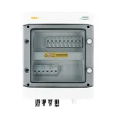 DC connection switchgear with DC surge arrester Noark 1000V type 1 + 2, 3x PV string, 3x MPPT, 6x protection trans. 15A
