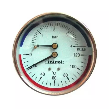 Termomanometr INTROL TM 14- 4 bar - Gwint 1/2 - 0-120 stopni Celcjusza (tylny)