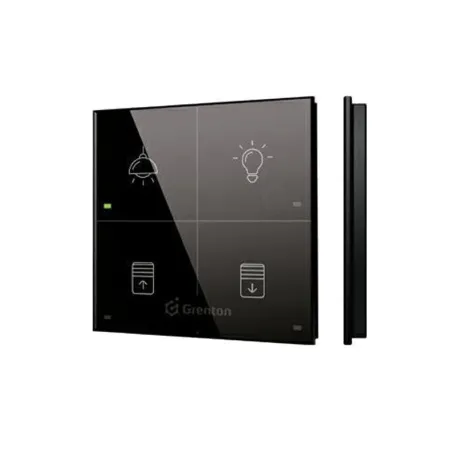 Grenton-Touchpanel / 4 Touchfelder / die Möglichkeit, Symbole zu gravieren / TF-Bus / schwarze Glasfront