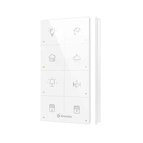 Grenton-Touchpanel / 4 Touchfelder / die Möglichkeit, Symbole zu gravieren / TF-Bus / schwarze Glasfront