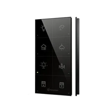 Grenton-Touchpanel / 8 Touchfelder / die Möglichkeit, Symbole zu gravieren / TF-Bus / schwarze Glasfront
