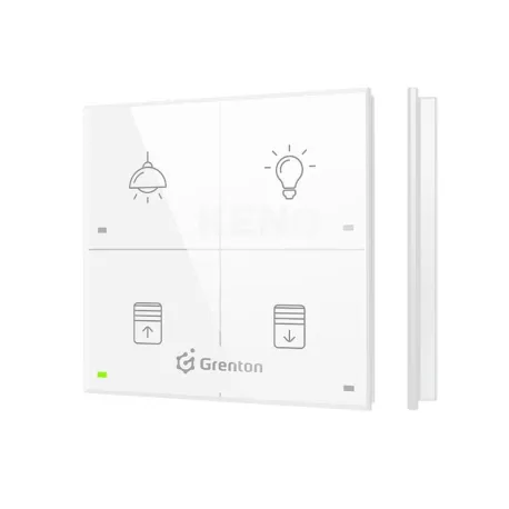 Grenton-Touchpanel / 4 Touchfelder /die Möglichkeit, Symbole zu gravieren / TF-Bus / weiße Glasfront