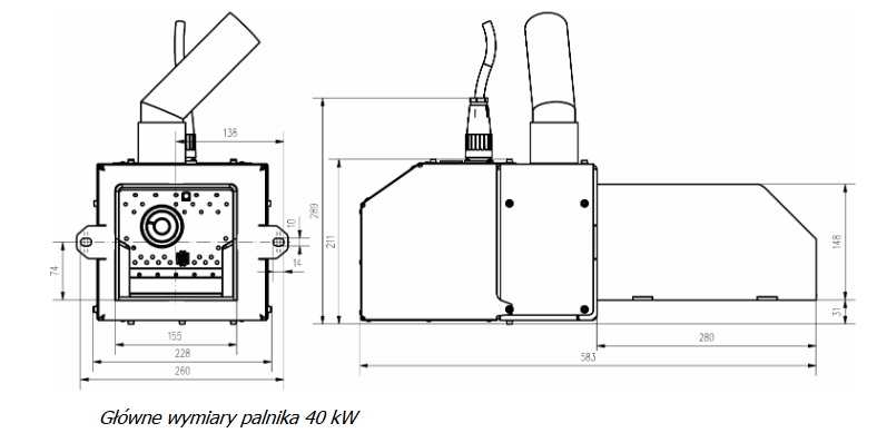 Wymiary Palnik Pellas X 