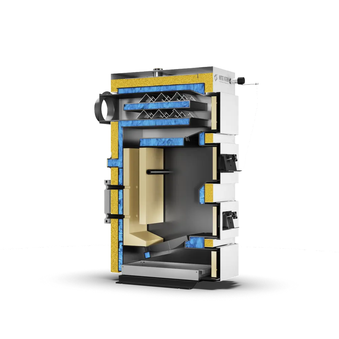 Przekrój kotła Metal-Fach SEMAX Basic Przekrój przez wymiennik kotła zgazującego drewno SEMAX Basic