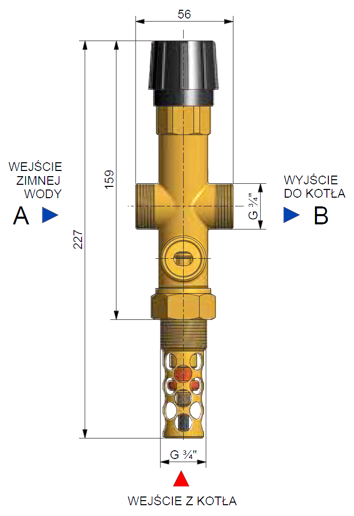 Wymiary zaworu termostatycznego Regulus DBV2