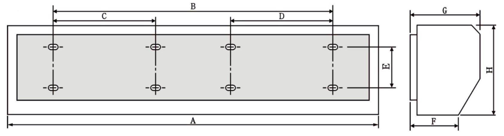 Abmessungen und Abstand der Befestigungsschrauben AERIS E-1P REVENTON AERIS E-1P